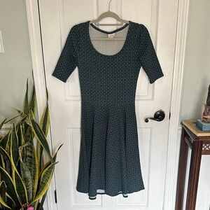 LuLaRoe Teal Patterned Midi Dress